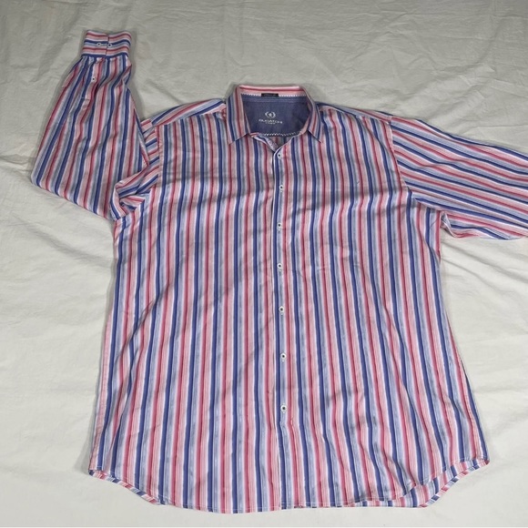 Bugatchi Mens Multicolor Striped Long Sleeve Button Up Shirt Size XXL - Picture 1 of 11